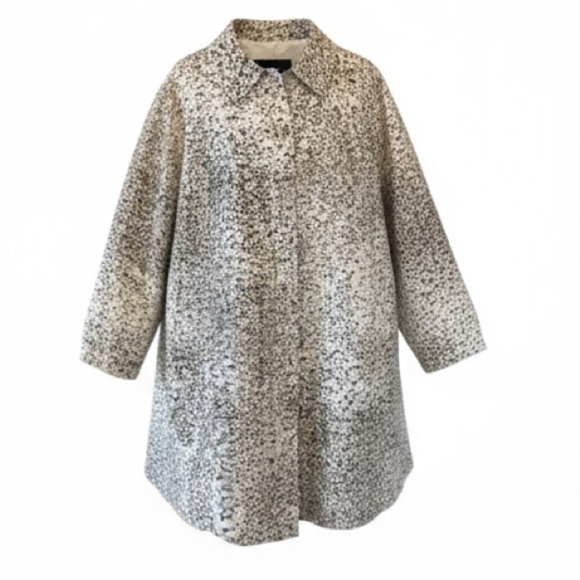 Ellen Tracy Plus Size Brown and Cream Speckled Long Coat - Picture 1 of 7